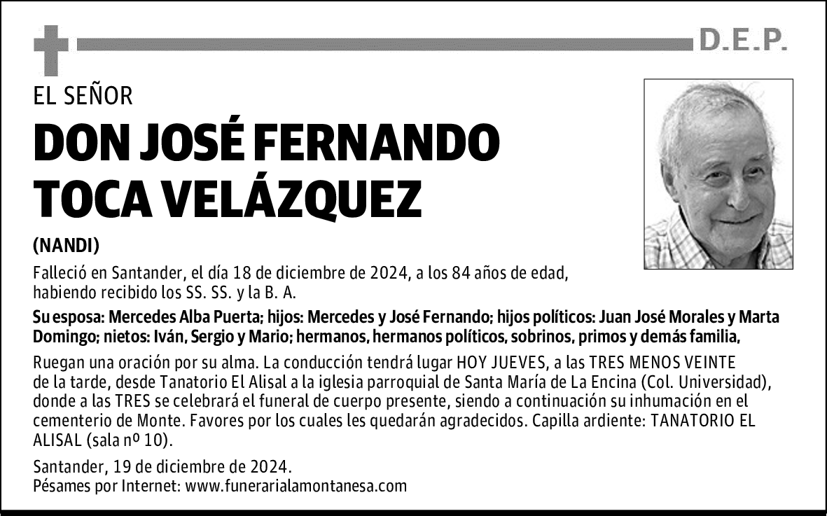 DON JOSÉ FERNANDO TOCA VELÁZQUEZ