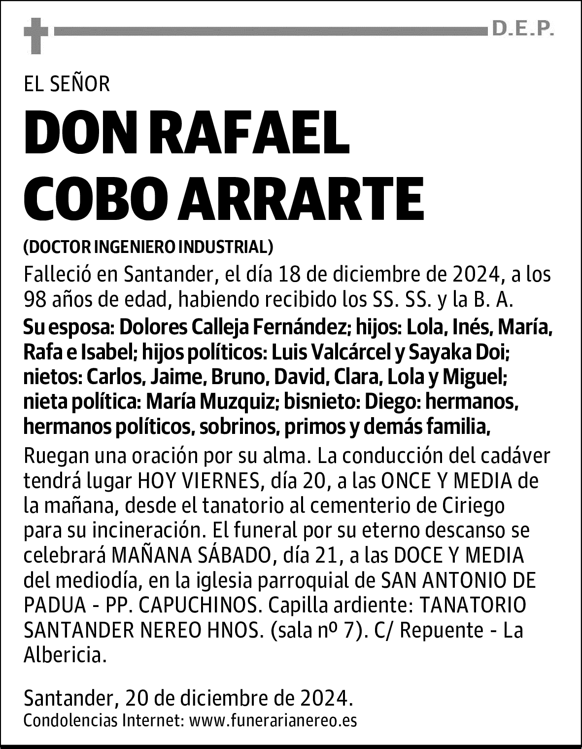 DON RAFAEL COBO ARRARTE