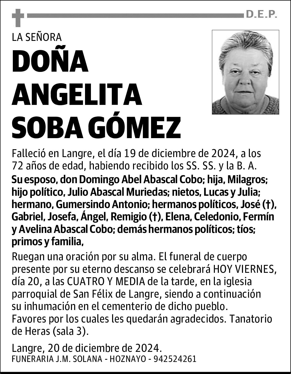 DOÑA ANGELITA SOBA GÓMEZ