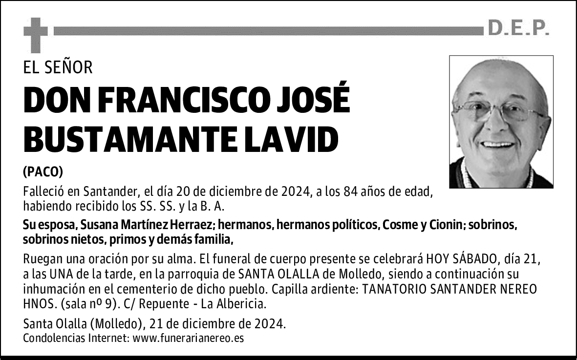 DON FRANCISCO JOSÉ BUSTAMANTE LAVID