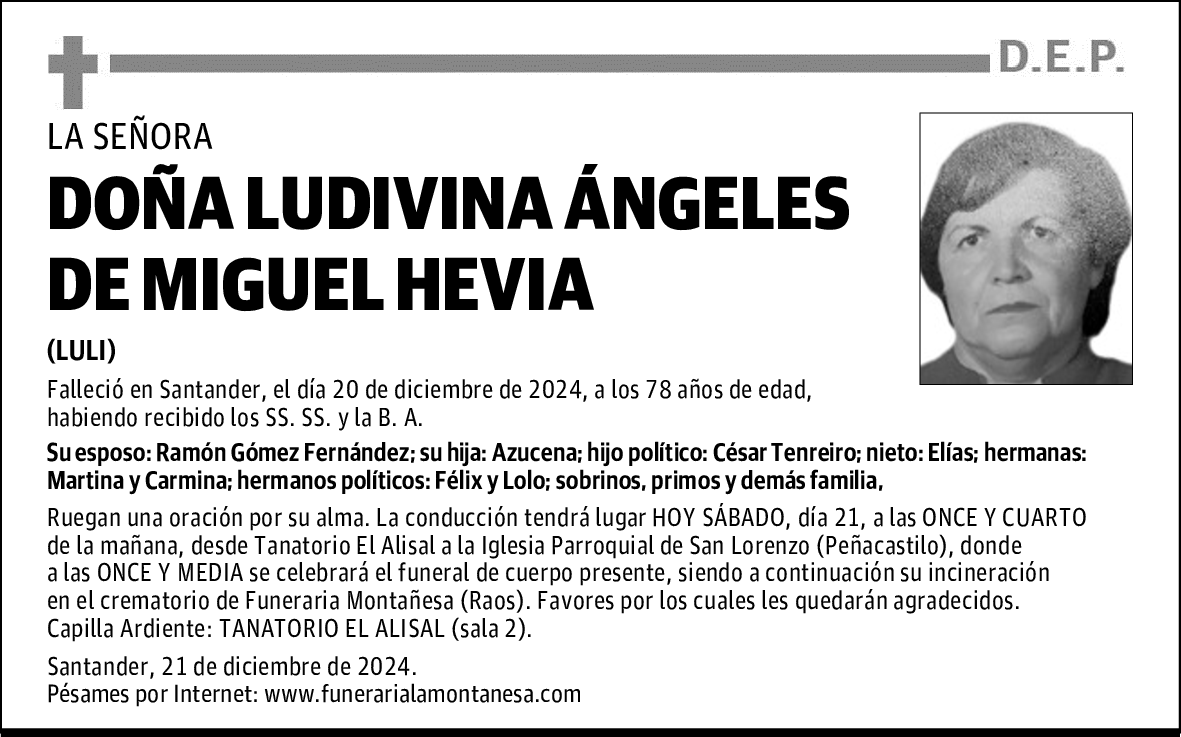 DOÑA LUDIVINA ÁNGELES DE MIGUEL HEVIA