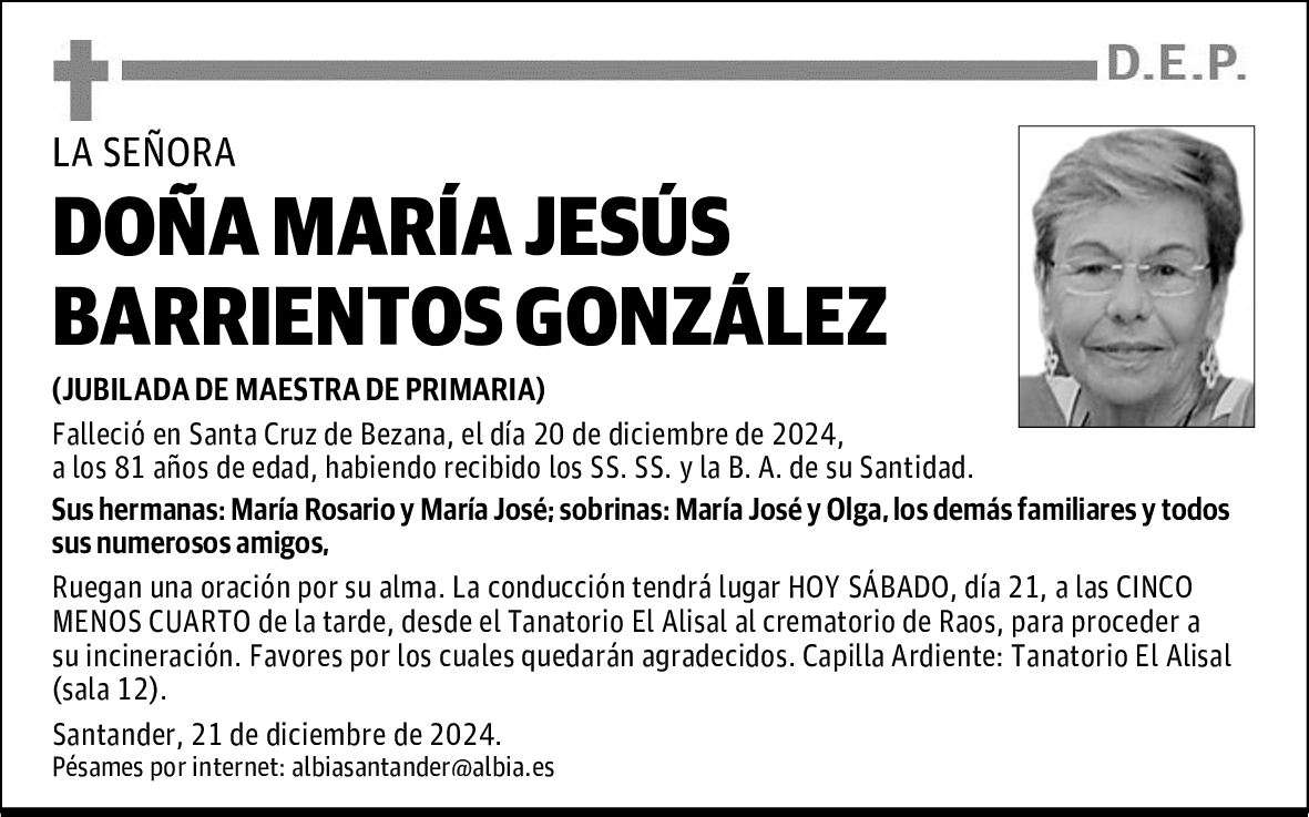 DOÑA MARÍA JESÚS BARRIENTOS GONZÁLEZ