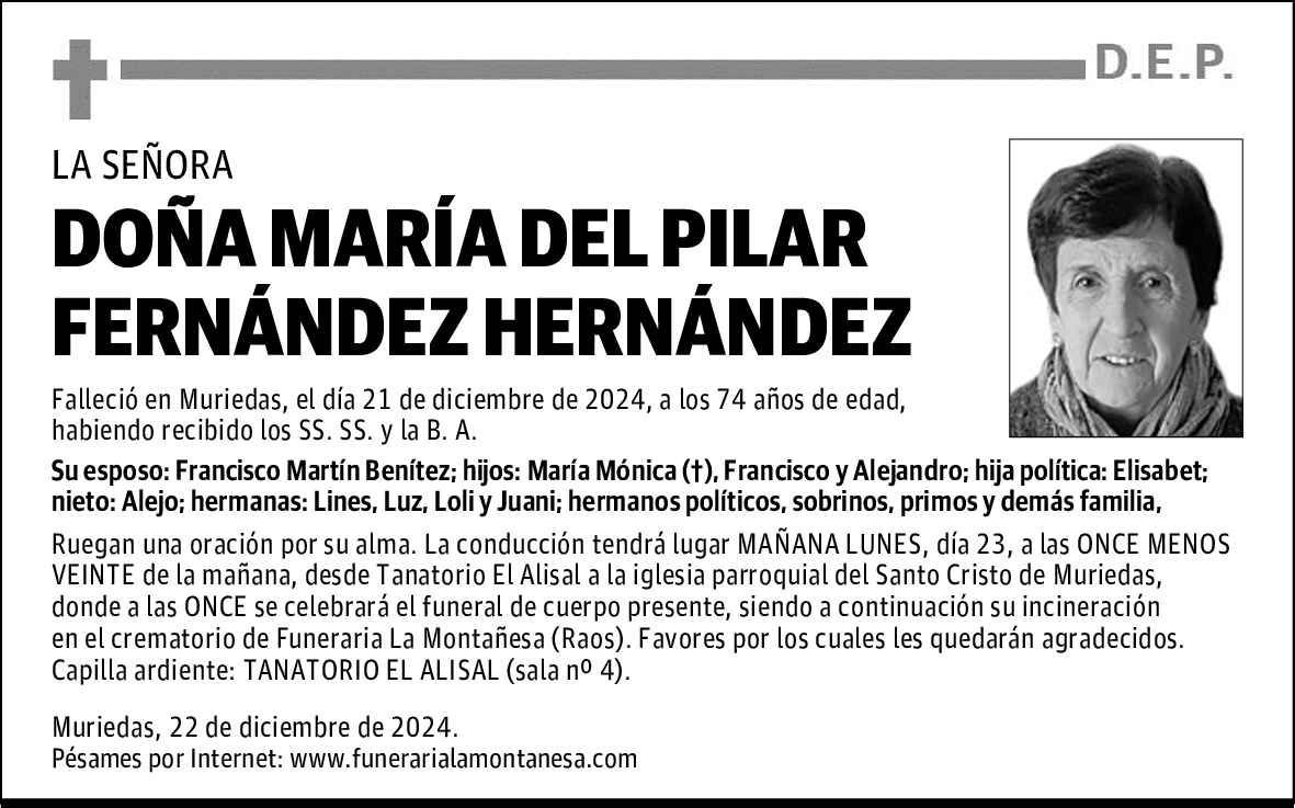 DOÑA MARÍA DEL PILAR FERNÁNDEZ HERNÁNDEZ