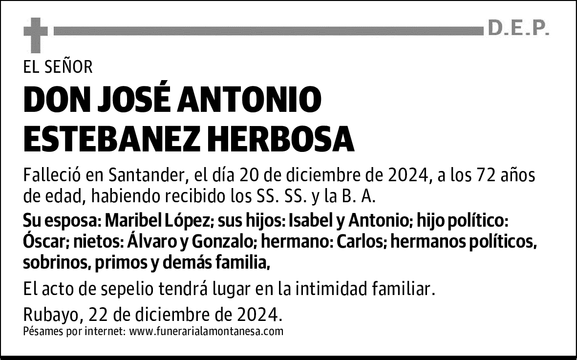 DON JOSÉ ANTONIO ESTEBANEZ HERBOSA