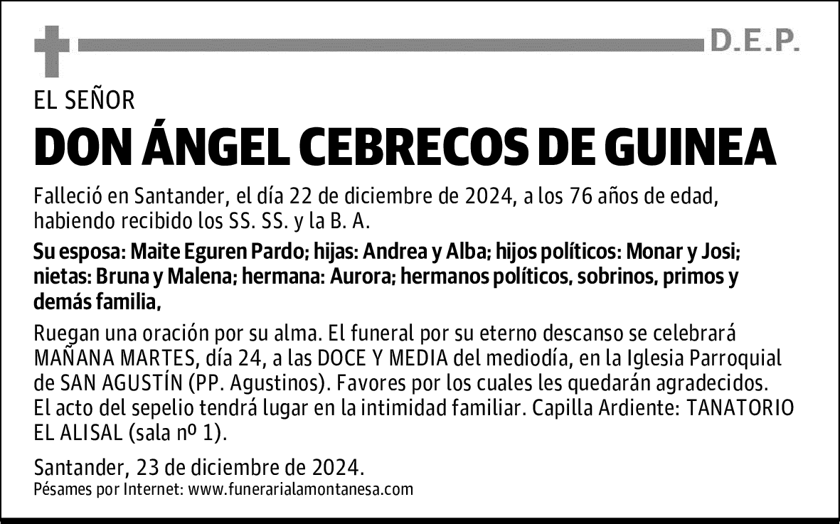 DON ÁNGEL CEBRECOS DE GUINEA