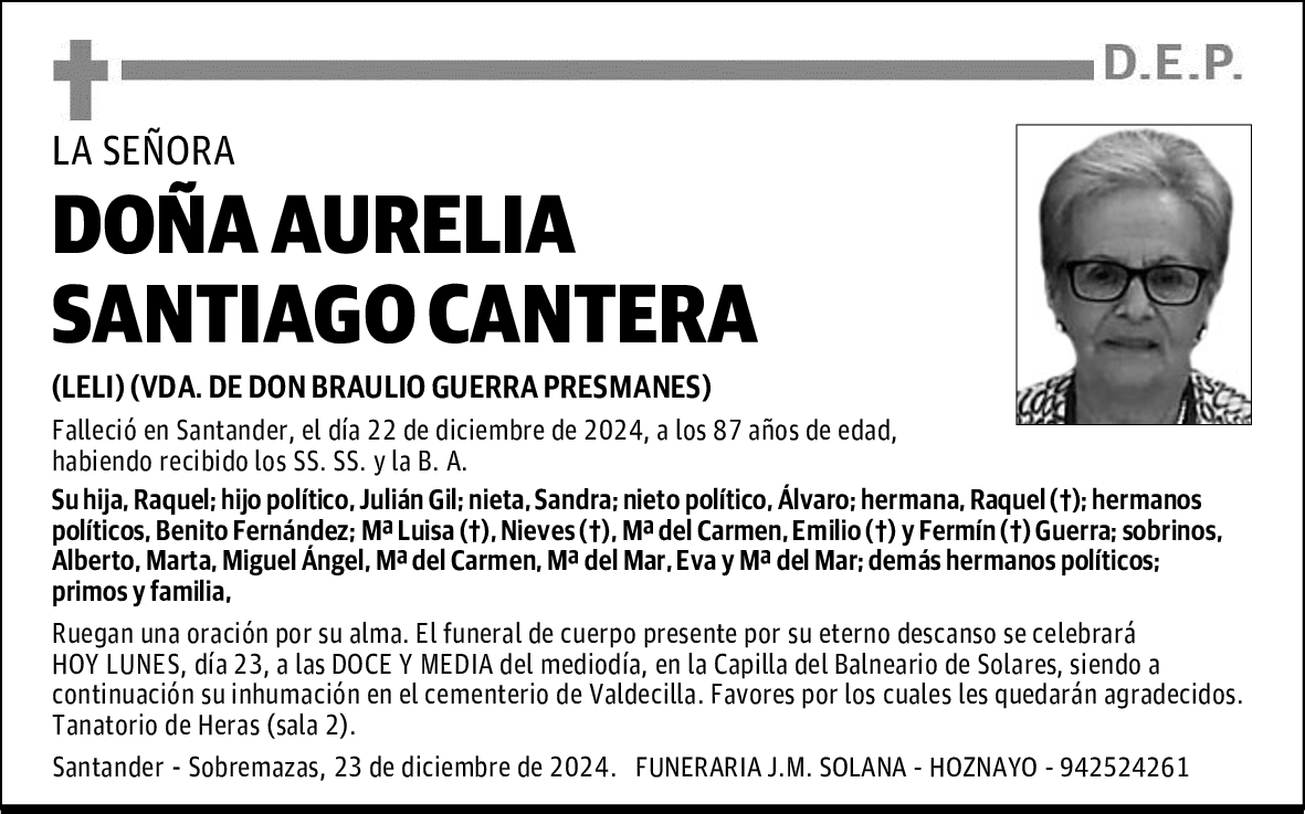 DOÑA AURELIA SANTIAGO CANTERA