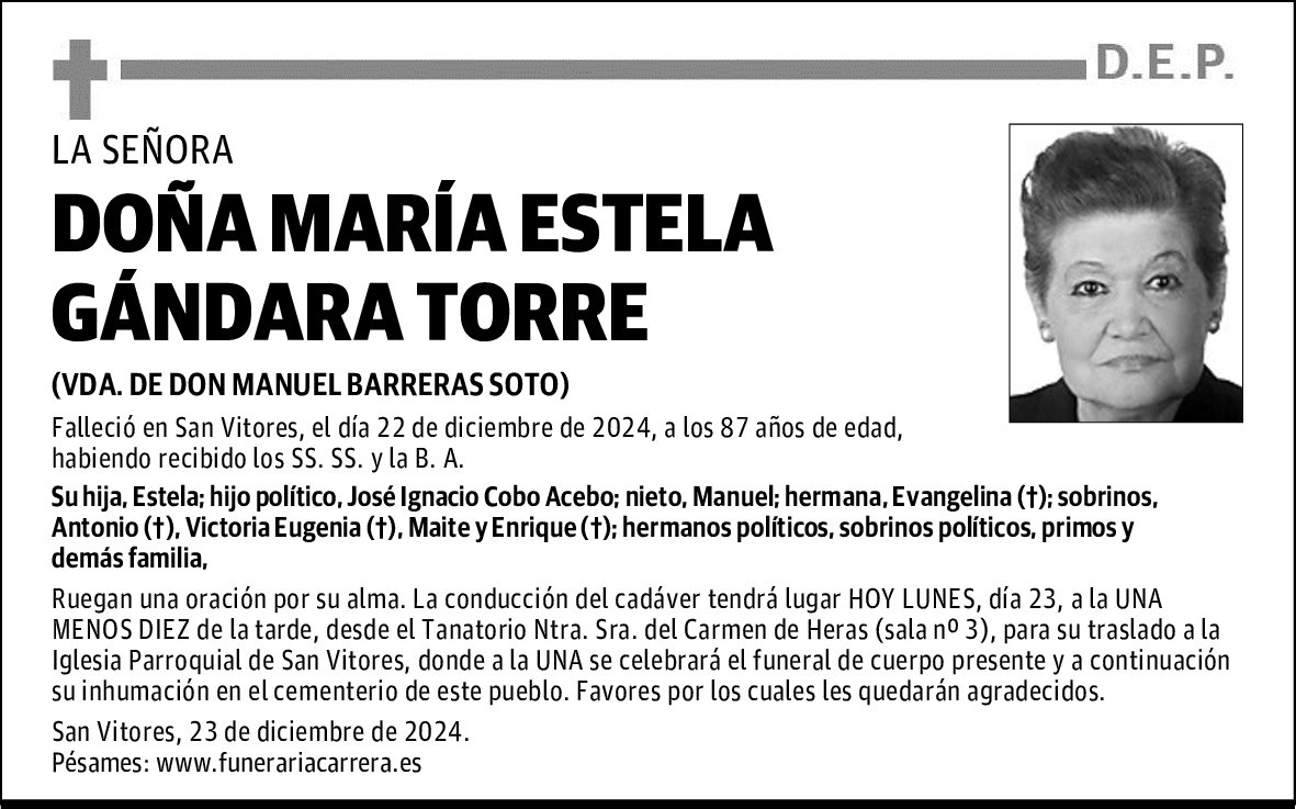 DOÑA MARÍA ESTELA GÁNDARA TORRE