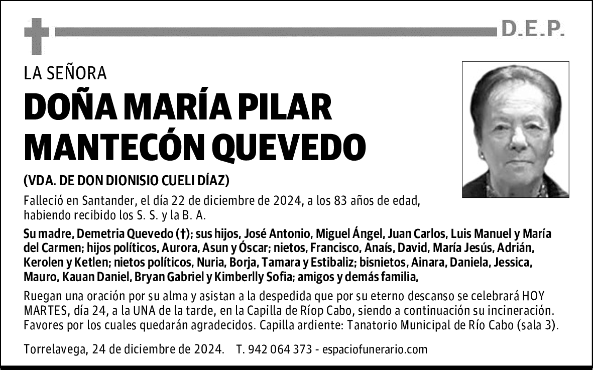 DOÑA MARÍA PILAR MANTECÓN QUEVEDO