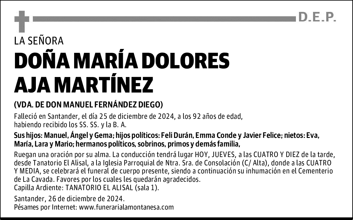 DOÑA MARÍA DOLORES AJA MARTÍNEZ