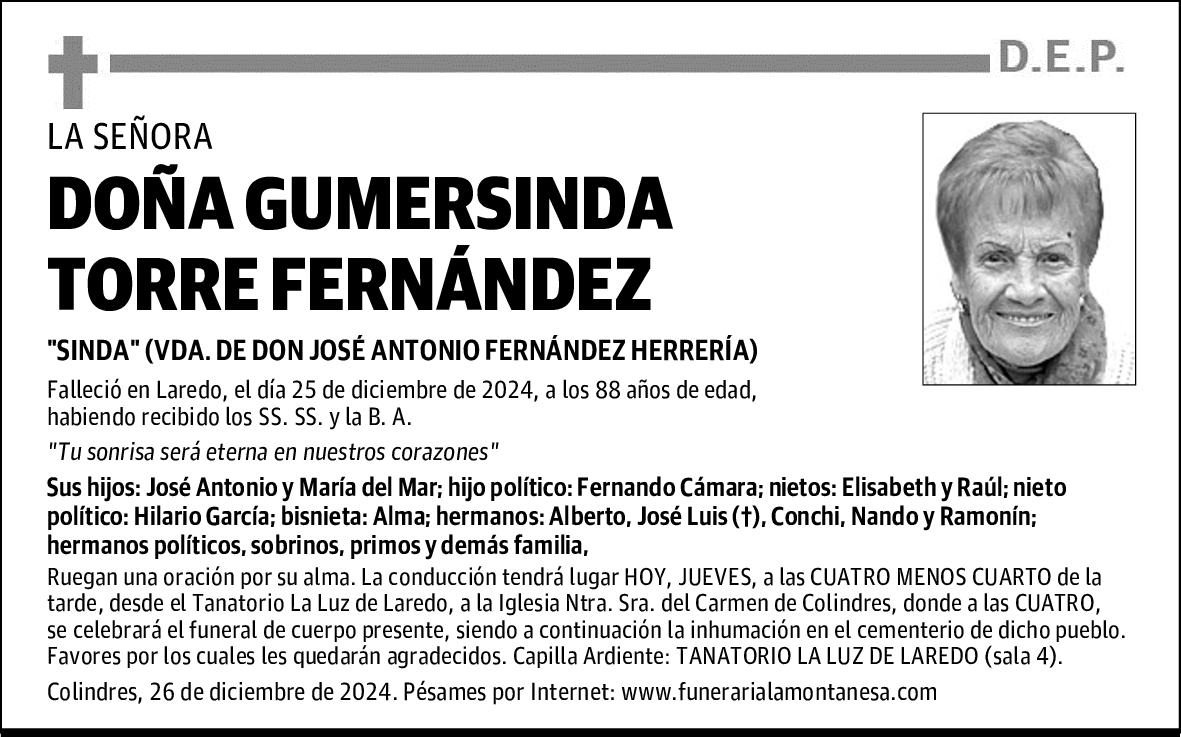 DOÑA GUMERSINDA TORRE FERNÁNDEZ