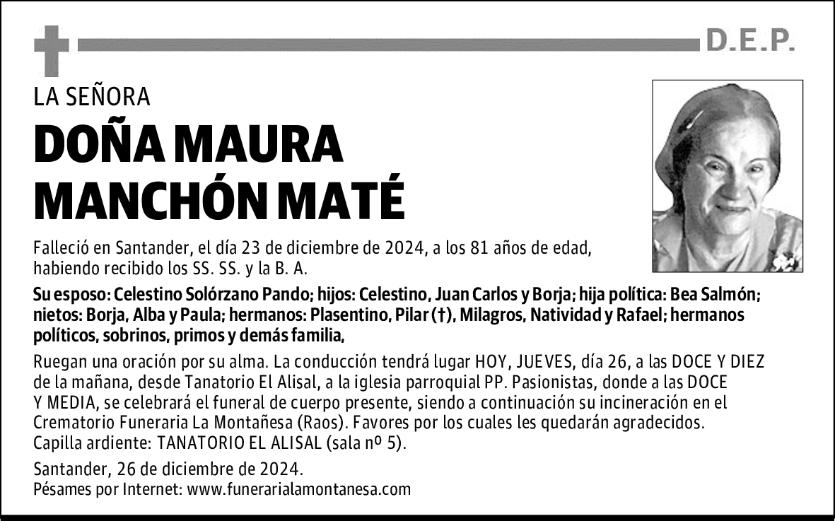 DOÑA MAURA MANCHÓN MATÉ