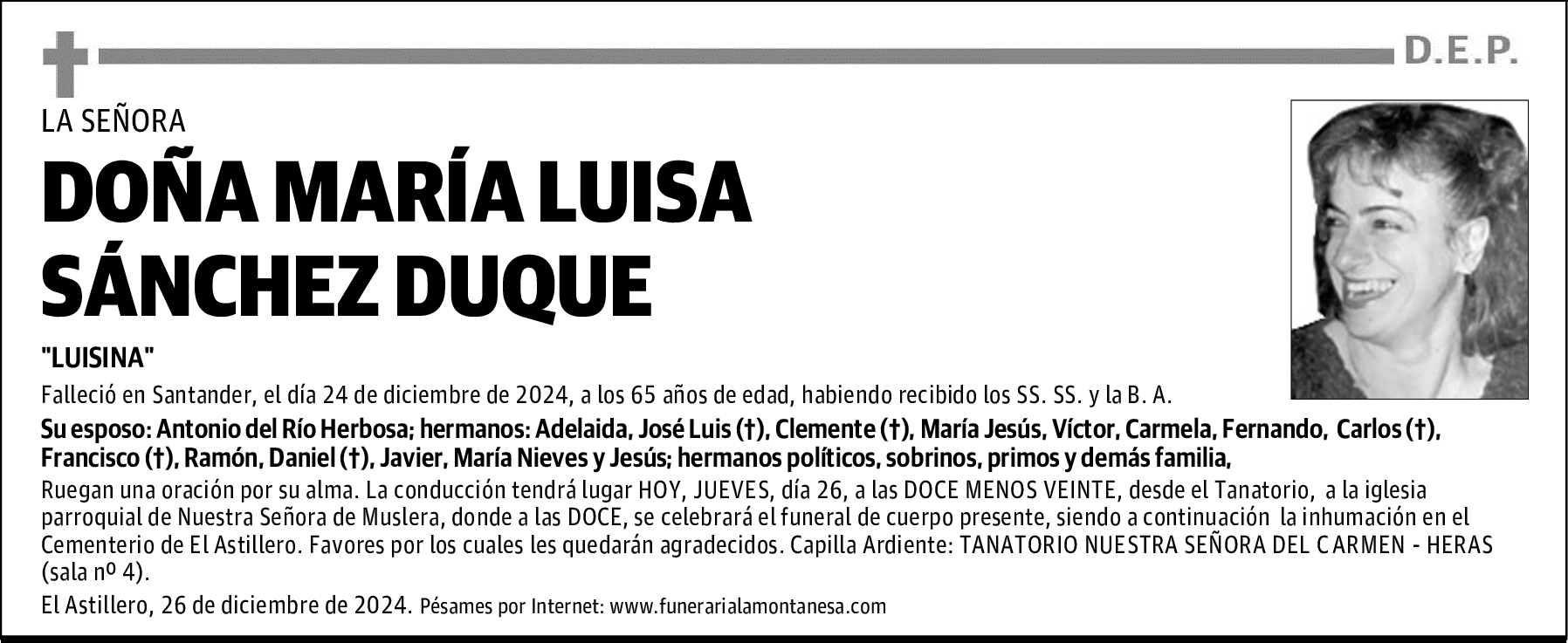 DOÑA MARÍA LUISA SÁNCHEZ DUQUE