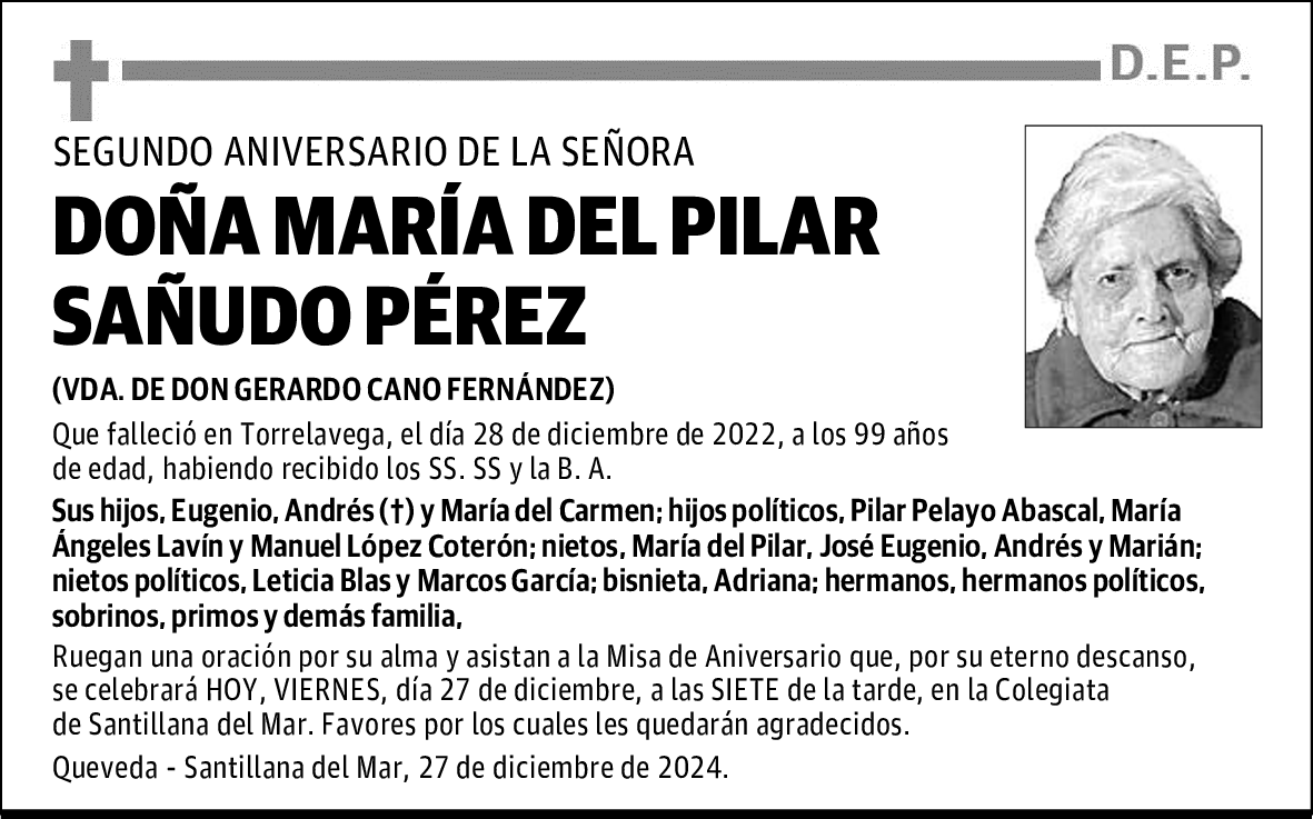 DOÑA MARÍA DEL PILAR SAÑUDO PÉREZ