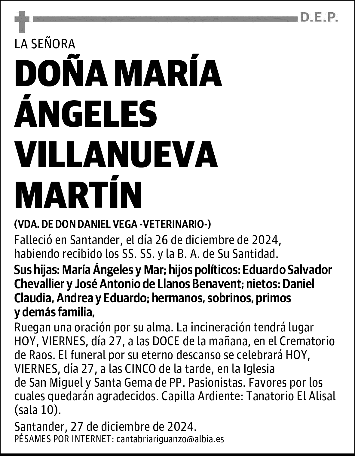 DOÑA MARÍA ÁNGELES VILLANUEVA MARTÍN