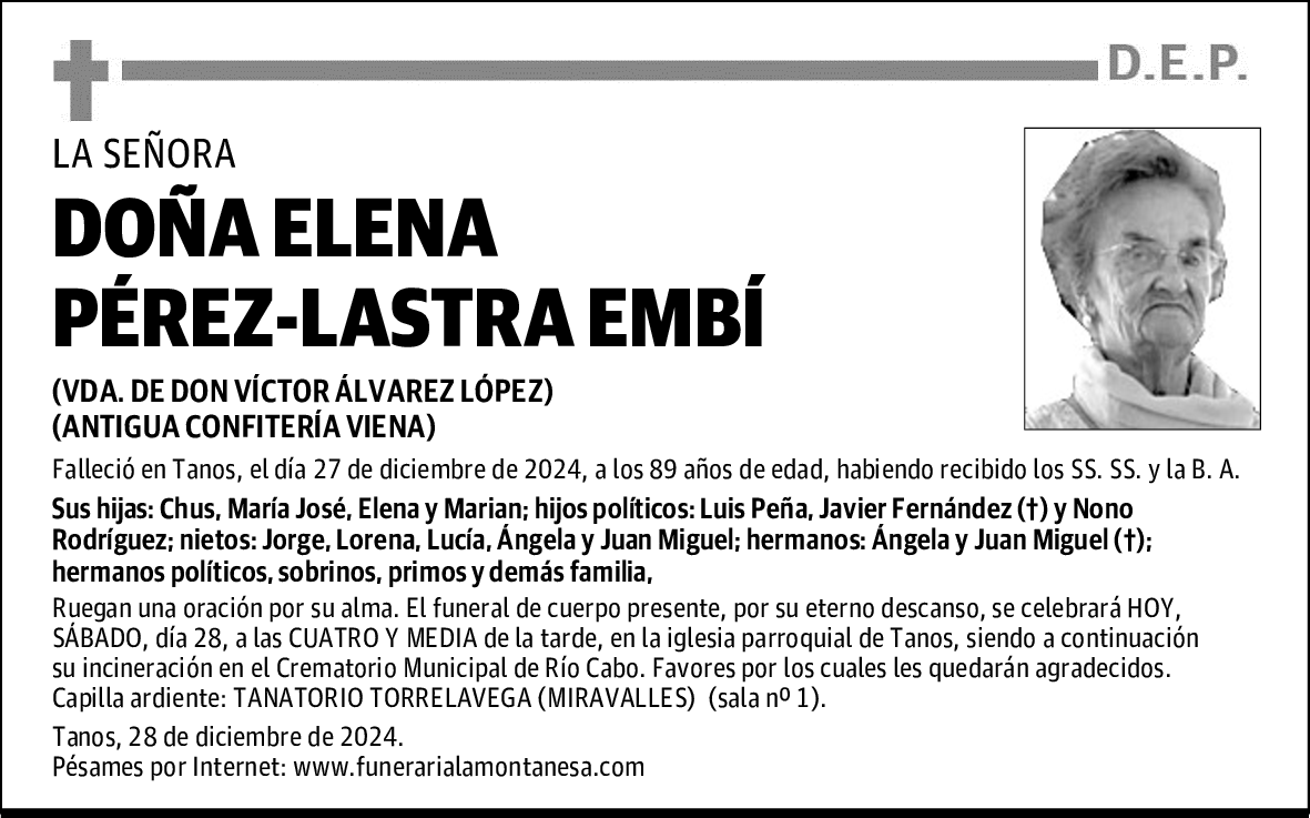 DOÑA ELENA PÉREZ-LASTRA EMBÍ