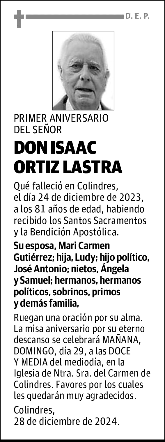 DON ISAAC ORTIZ LASTRA