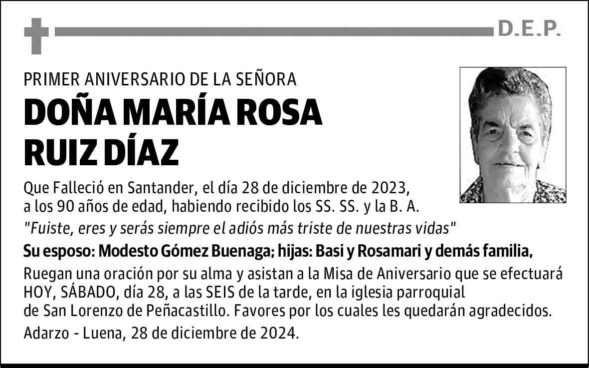 DOÑA MARÍA ROSA RUIZ DIAZ