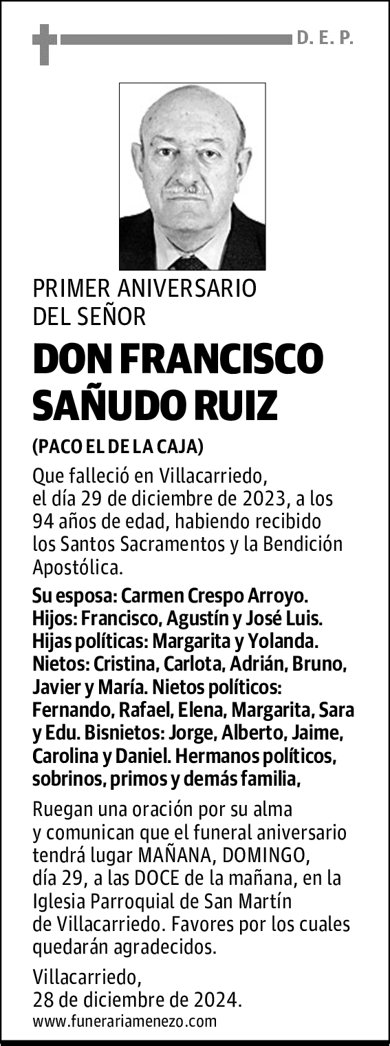 DON FRANCISCO SAÑUDO RUIZ