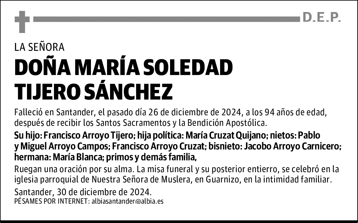 DDOÑA MARÍA SOLEDAD TIJERO SÁNCHEZ