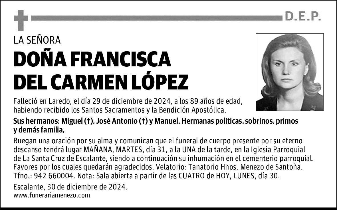 DOÑA FRANCISCA DEL CARMEN LÓPEZ