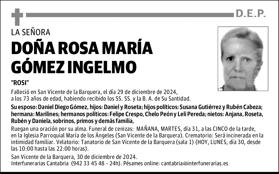 DOÑA ROSA MARÍA GÓMEZ INGELMO