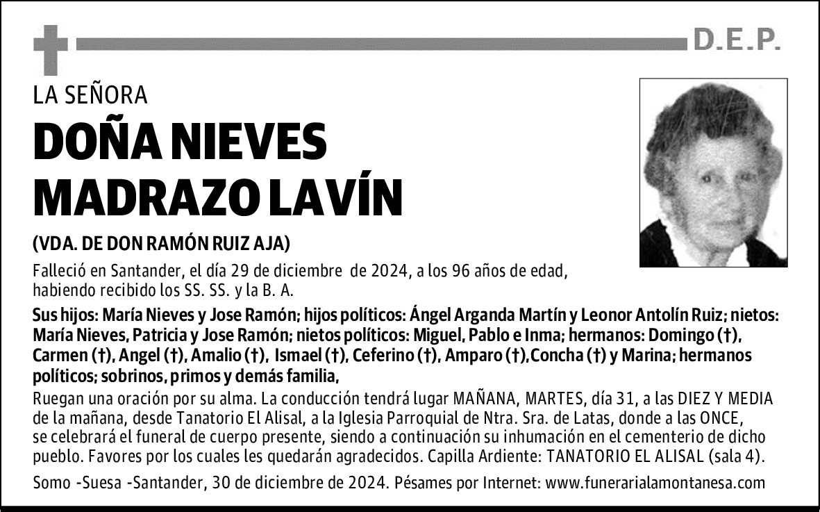 DOÑA NIEVES MADRAZO LAVÍN