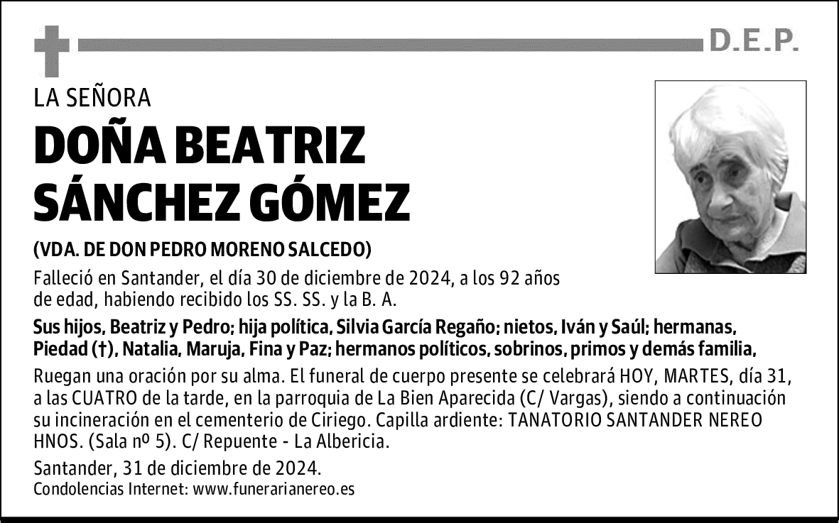 DOÑA BEATRIZ SÁNCHEZ GÓMEZ