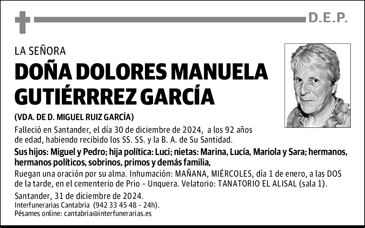 DOÑA DOLORES MANUELA GUTIÉRRREZ GARCÍA