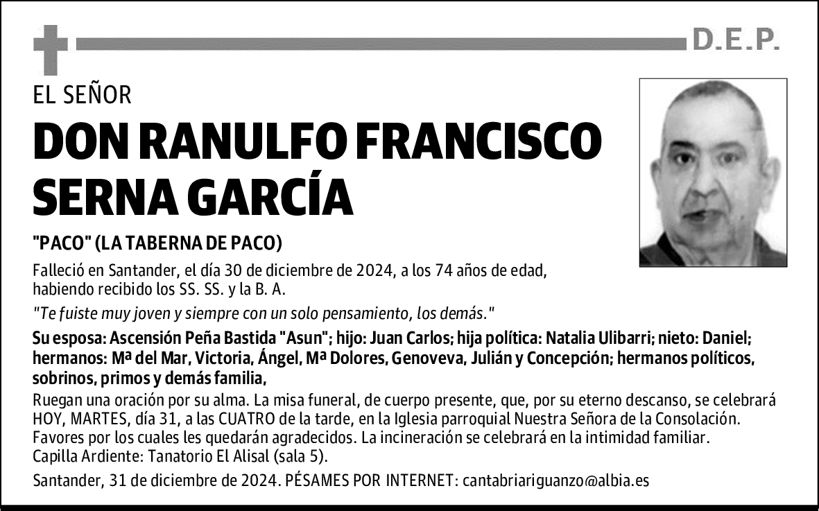 DON RANULFO FRANCISCO SERNA GARCÍA