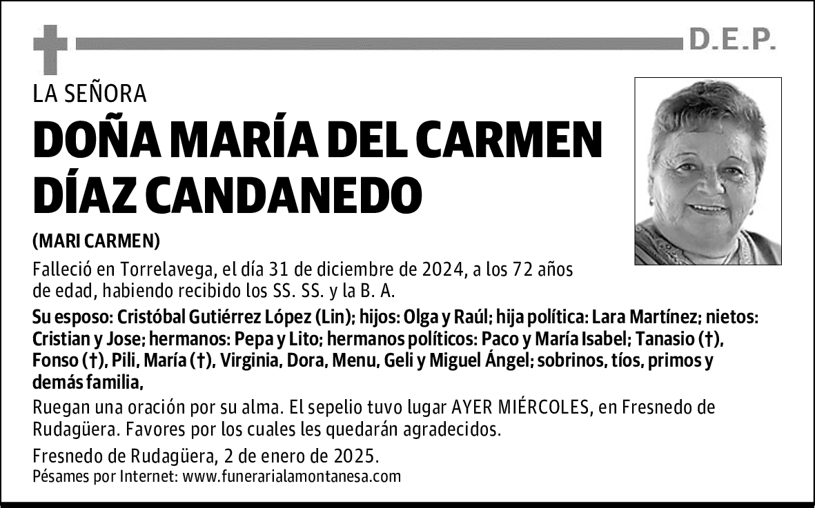 DOÑA MARÍA DEL CARMEN DÍAZ CANDANEDO