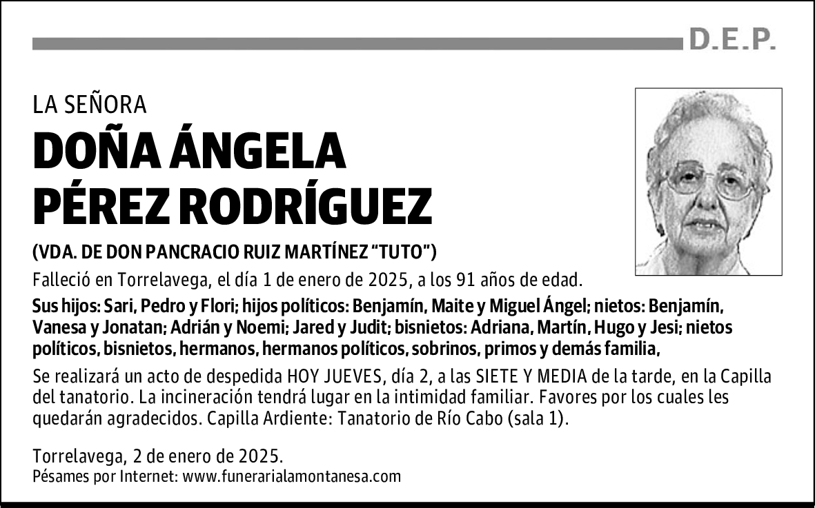 DOÑA ÁNGELA PÉREZ RODRÍGUEZ