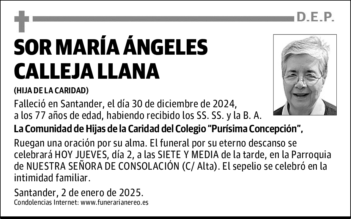 SOR MARÍA ÁNGELES CALLEJA LLANA