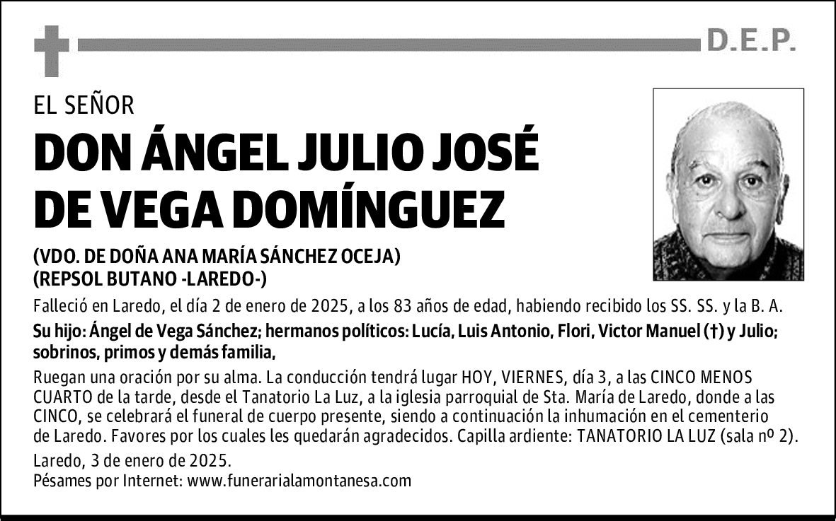 DON ÁNGEL JULIO JOSÉ DE VEGA DOMÍNGUEZ