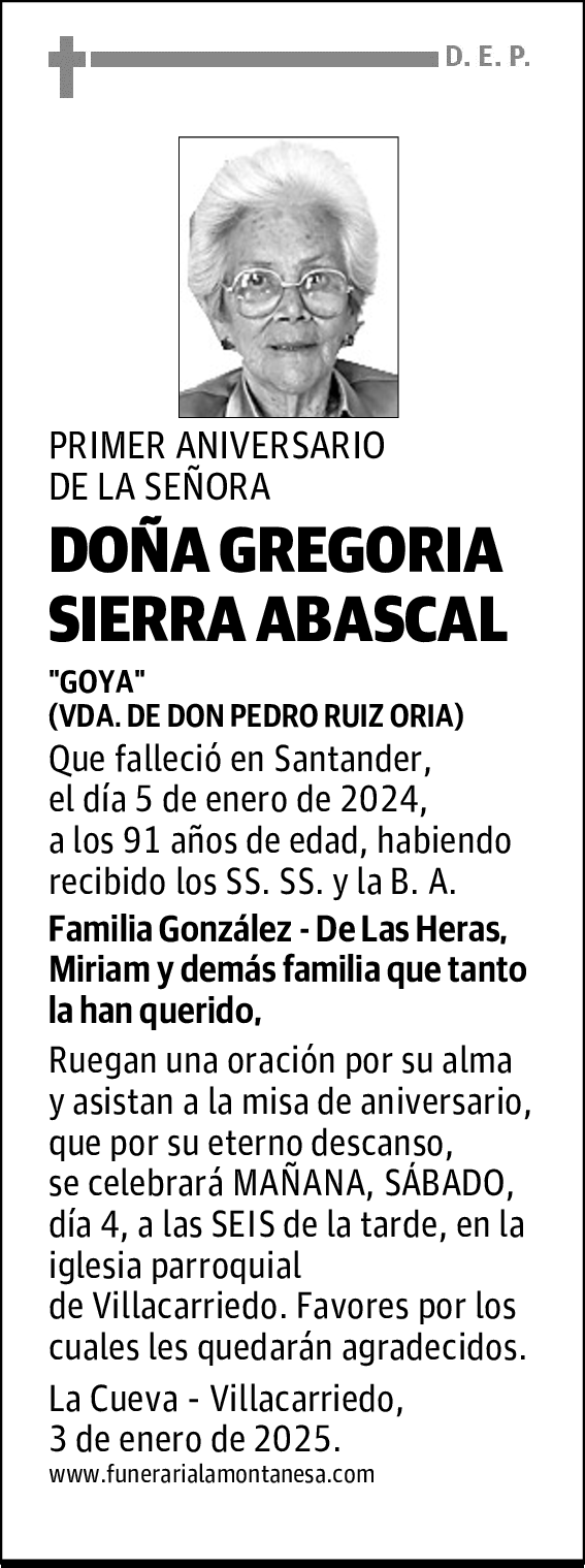 DOÑA GREGORIA SIERRA ABASCAL