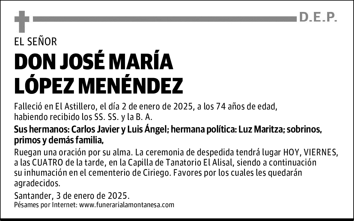 DON JOSÉ MARÍA LÓPEZ MENÉNDEZ