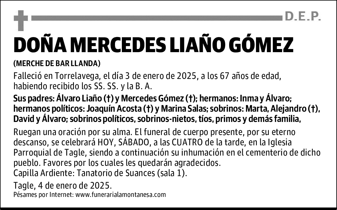 DOÑA MERCEDES LIAÑO GÓMEZ