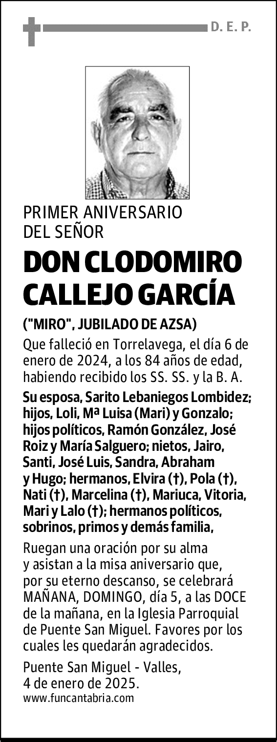 DON CLODOMIRO CALLEJO GARCÍA