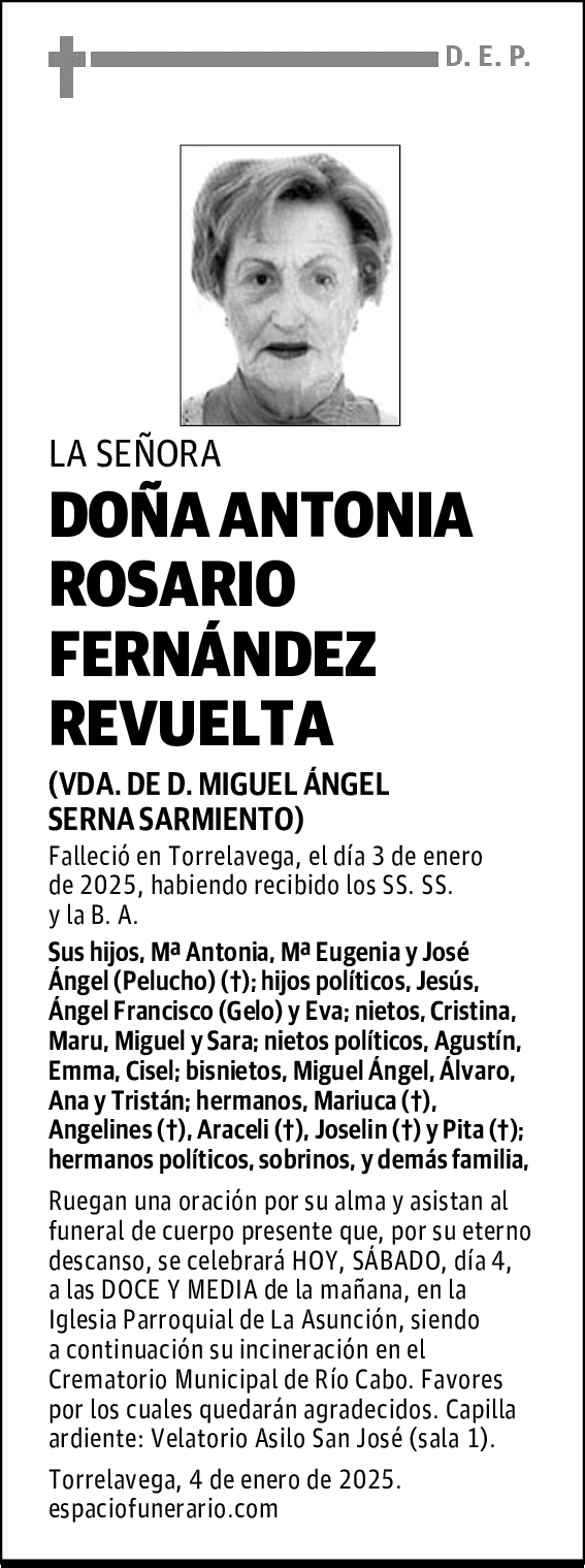 DOÑA ANTONIA ROSARIO FERNÁNDEZ REVUELTA