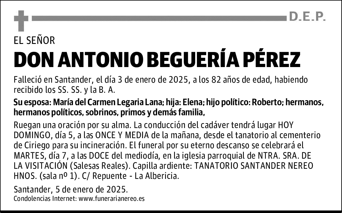 DON ANTONIO BEGUERÍA PÉREZ