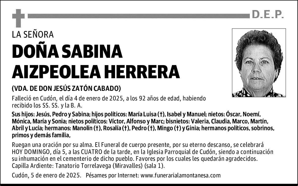 DOÑA SABINA AIZPEOLEA HERRERA