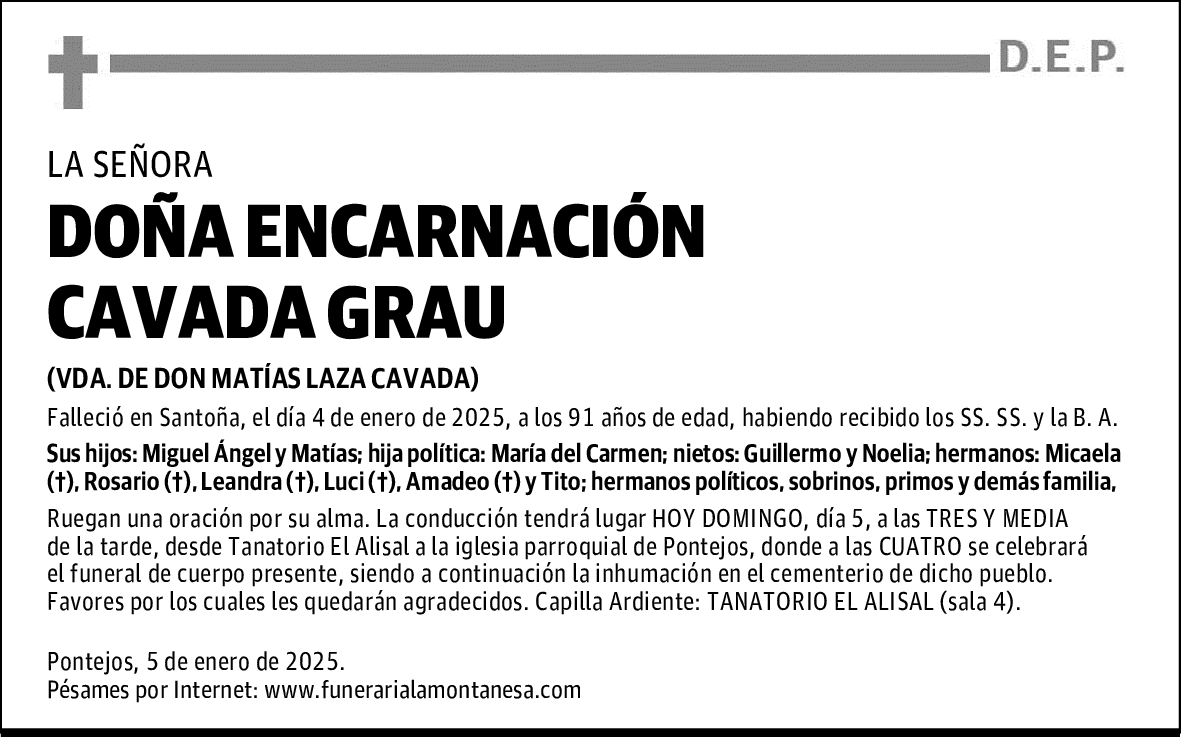 DOÑA ENCARNACIÓN CAVADA GRAU