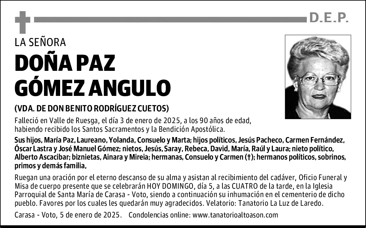 DOÑA PAZ GÓMEZ ANGULO