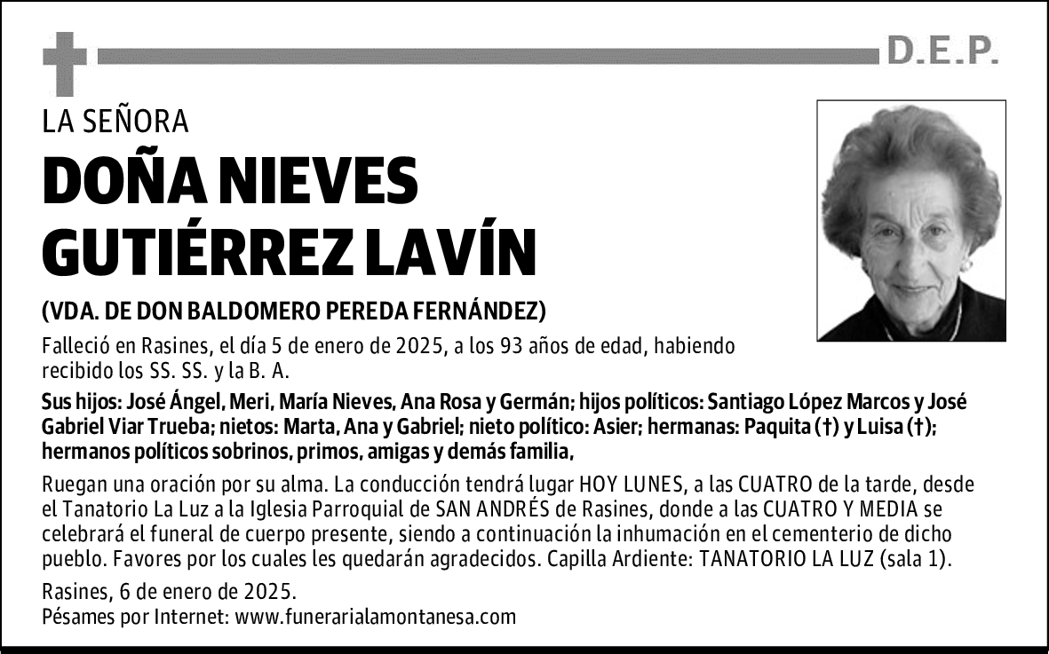 DOÑA NIEVES GUTIÉRREZ LAVÍN