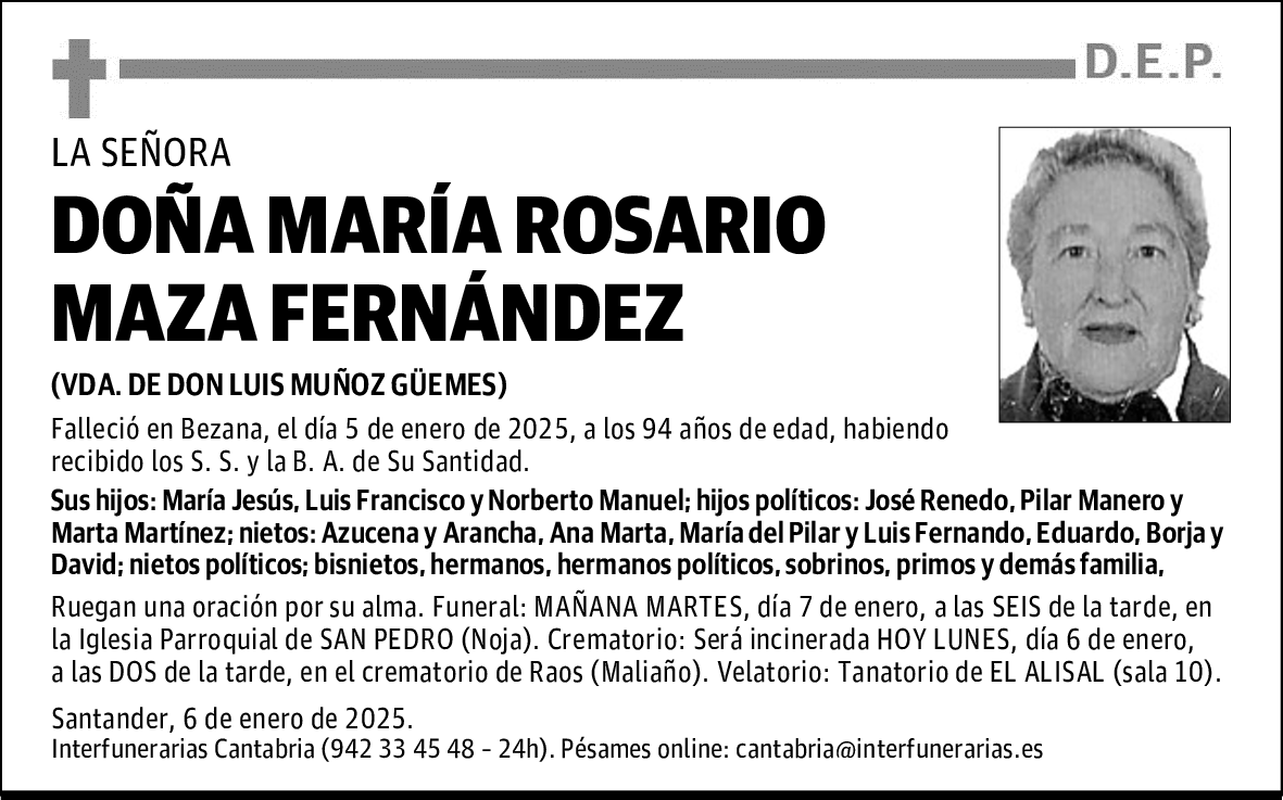 DOÑA MARÍA ROSARIO MAZA FERNÁNDEZ