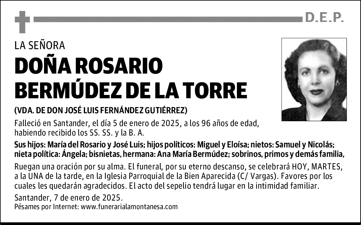 DOÑA ROSARIO BERMÚDEZ DE LA TORRE