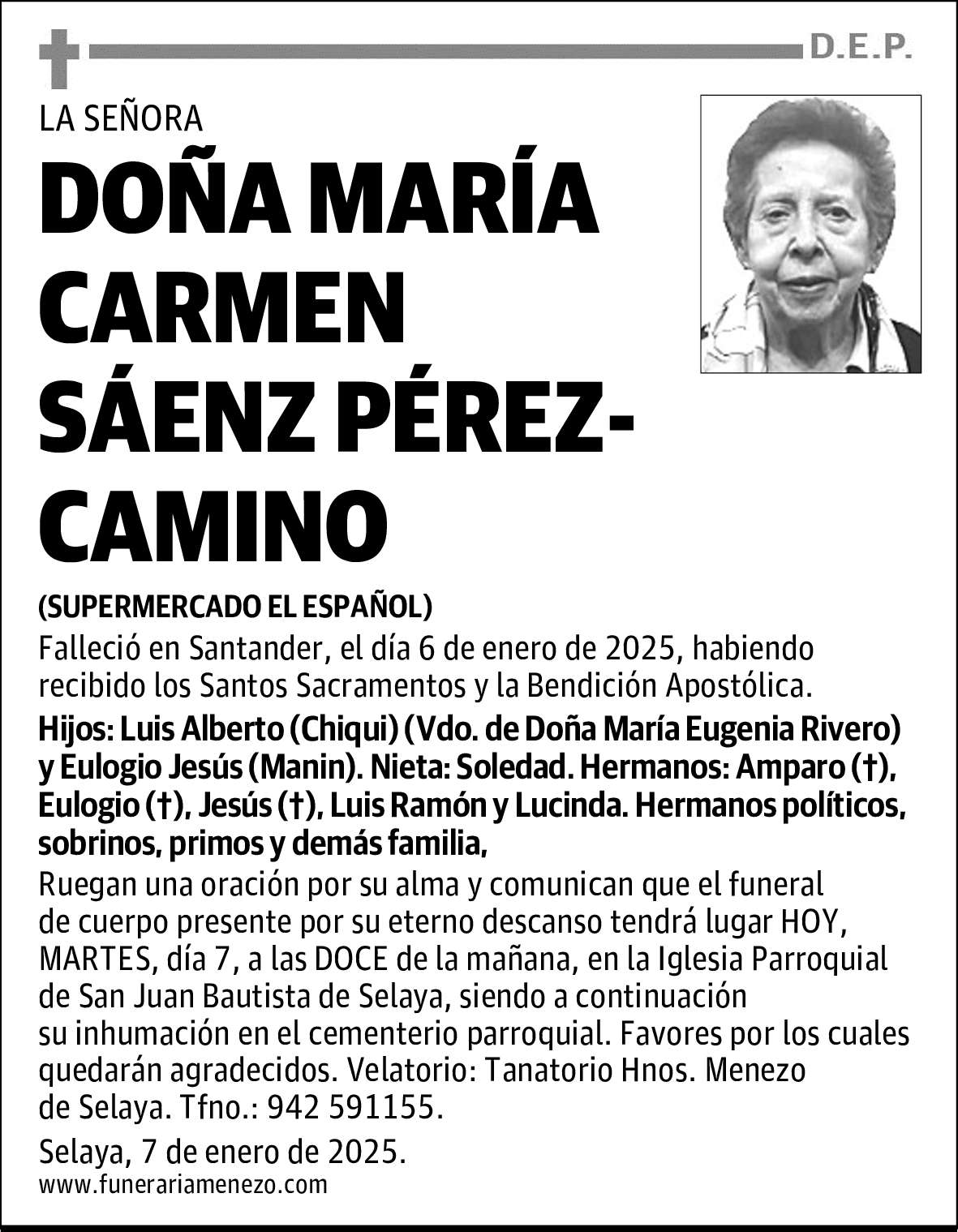 DOÑA MARÍA CARMEN SÁENZ PÉREZ-CAMINO