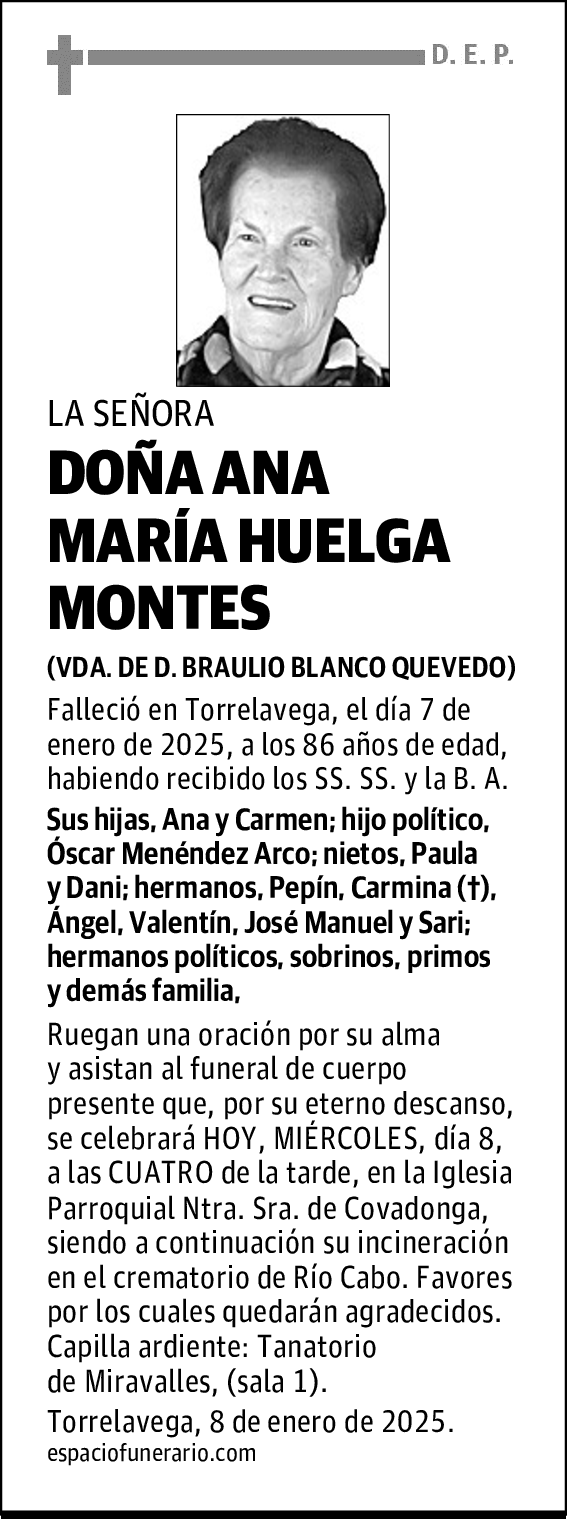 DOÑA ANA MARÍA HUELGA MONTES