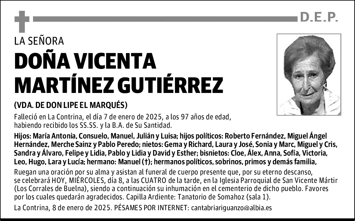 DOÑA VICENTA MARTÍNEZ GUTIÉRREZ