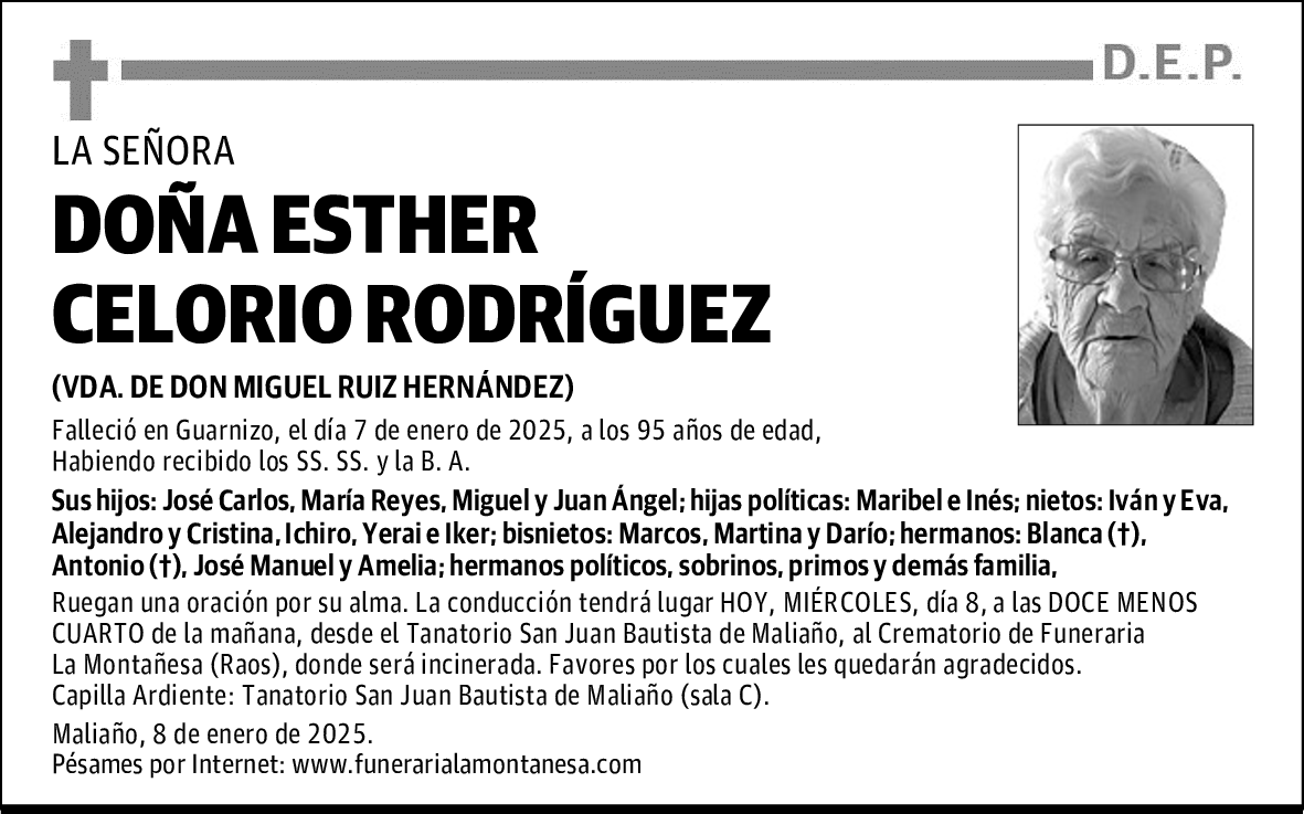 DOÑA ESTHER CELORIO RODRÍGUEZ