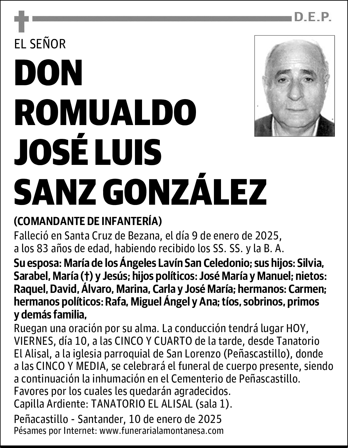 DON ROMUALDO JOSÉ LUIS SANZ GONZÁLEZ